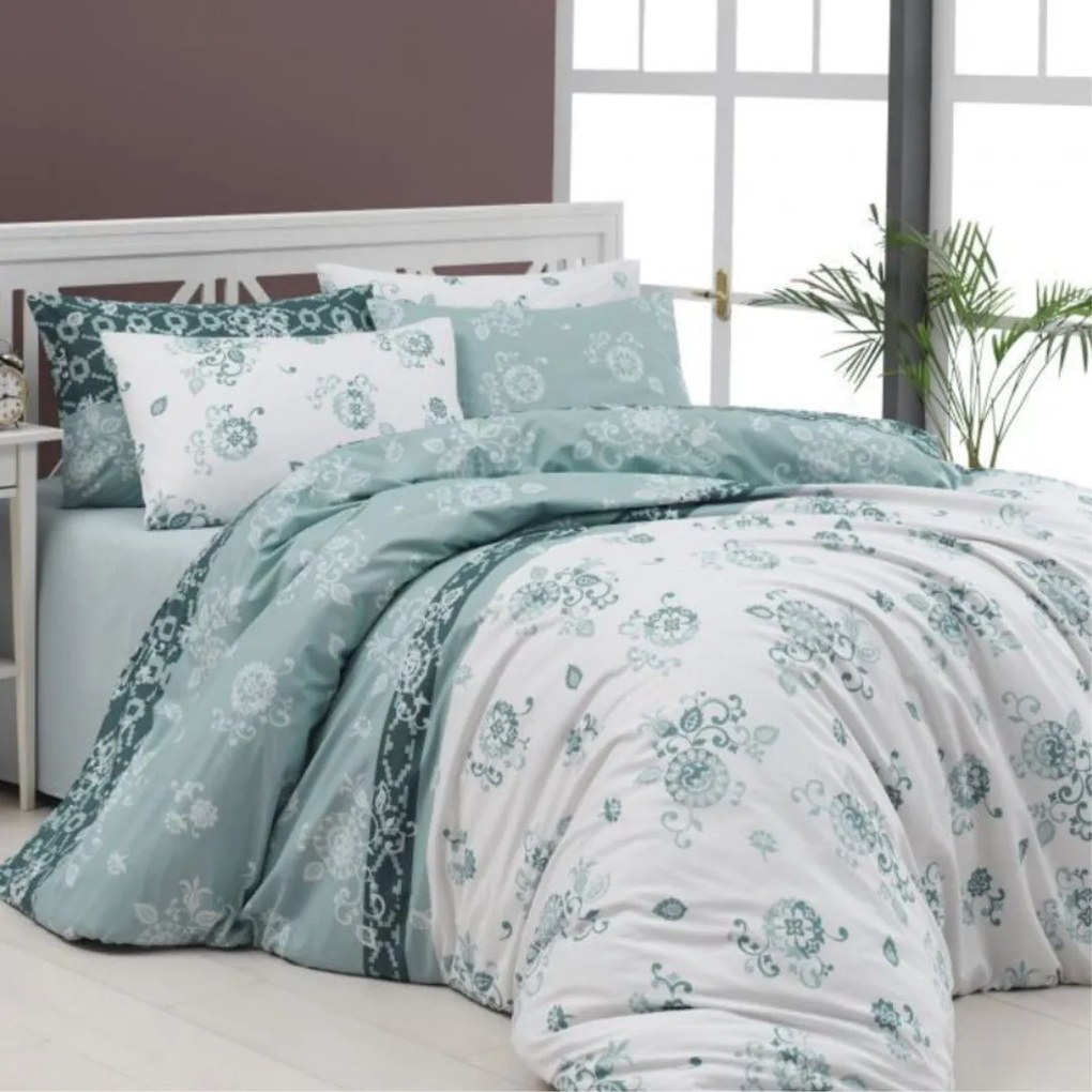 Obliečky flanelové Carmela zelená 200x140cm+90x70cm TiaHome