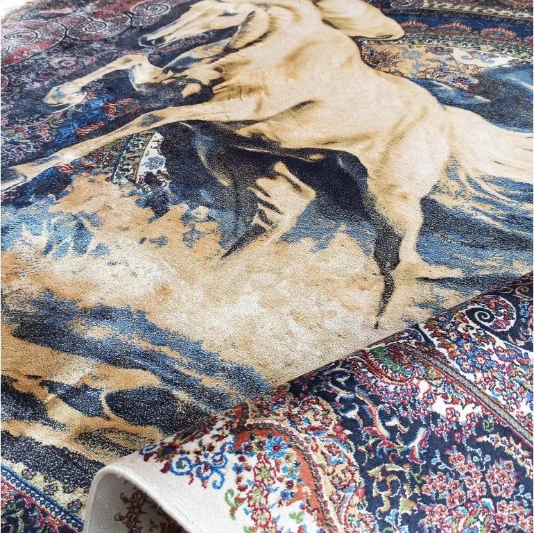 DY Hodvábny exkluzívny koberec Qum Silk 04 - modrá Rozmer: 160x230 cm