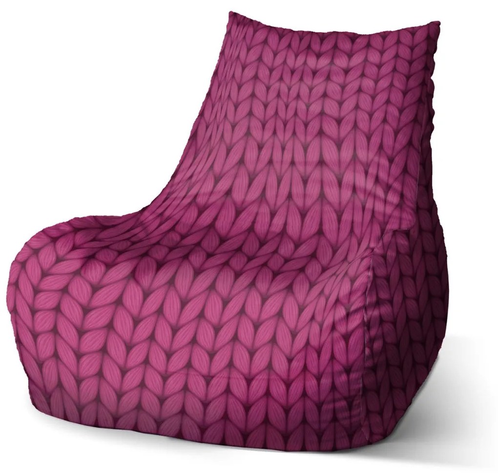 Sablio Sedací vak Bean Pletenie vo fuksiovej farbe - 100 x 90 x 45 cm