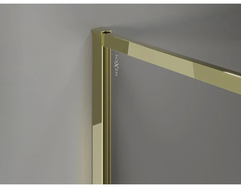 Mexen Kioto-F, sprchová zástena s rámom 70 x 202 cm, 8 mm šedé sklo, zlatý lesklý profil, 800-070-104-50-40