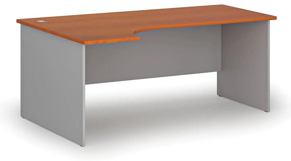 Rohový kancelársky písací stôl PRIMO GRAY, 180x120 cm, ľavý, sivá/čerešňa