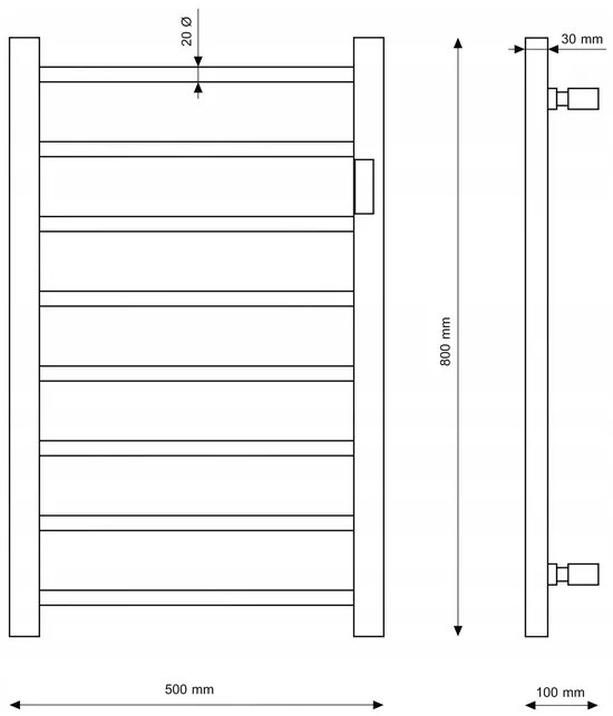 Erga Pago, elektrické vykurovacie teleso 500x800 mm s digitálnym termostatom na postavenie alebo na stenu, 200W, biela matná, ERG-LAV-GRZE-E-ST88080500-WH