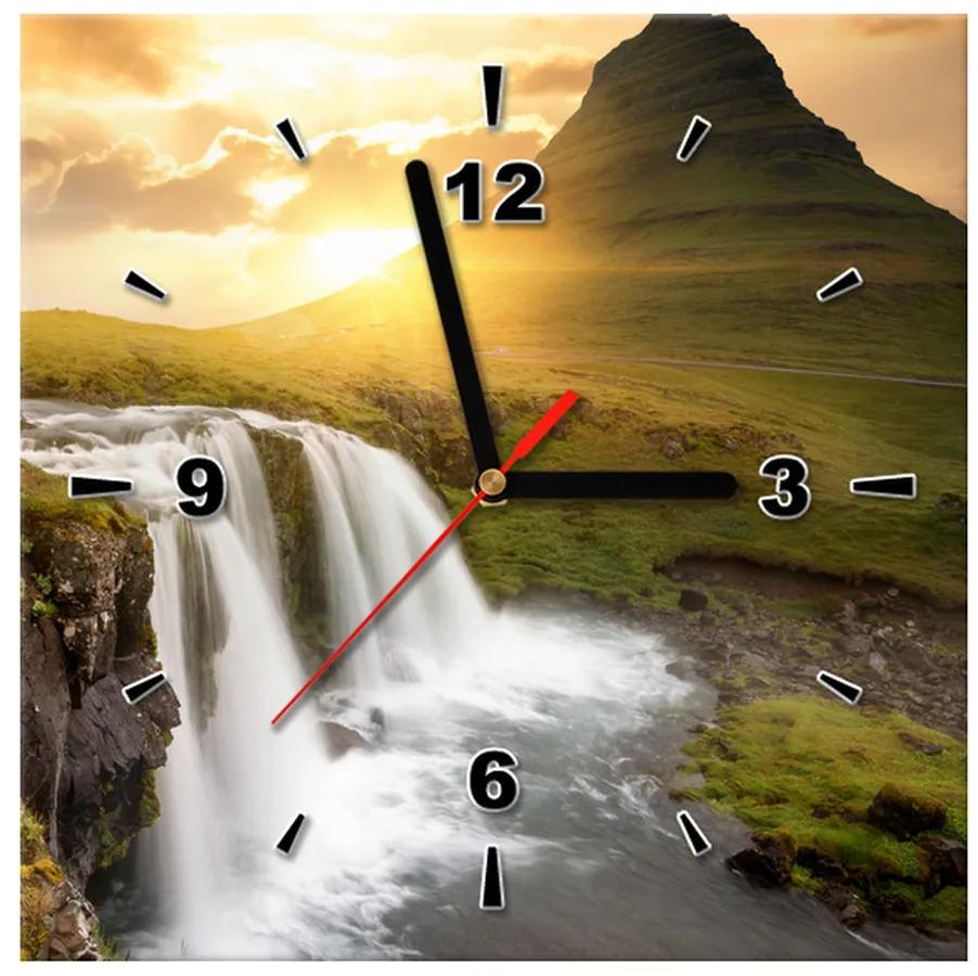 Gario Obraz s hodinami Islandská krajina Rozmery: 40 x 40 cm