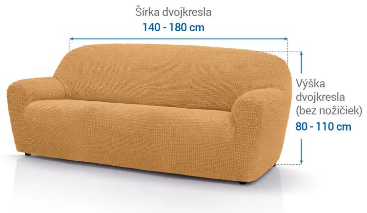 Super strečové poťahy RUBINIA zlatá dvojkreslo (š. 140 - 180 cm)