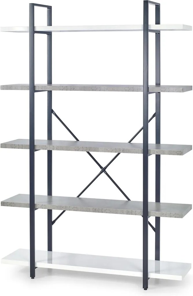 HALMAR Stonno REG2 regál biely lesk / betón / čierna
