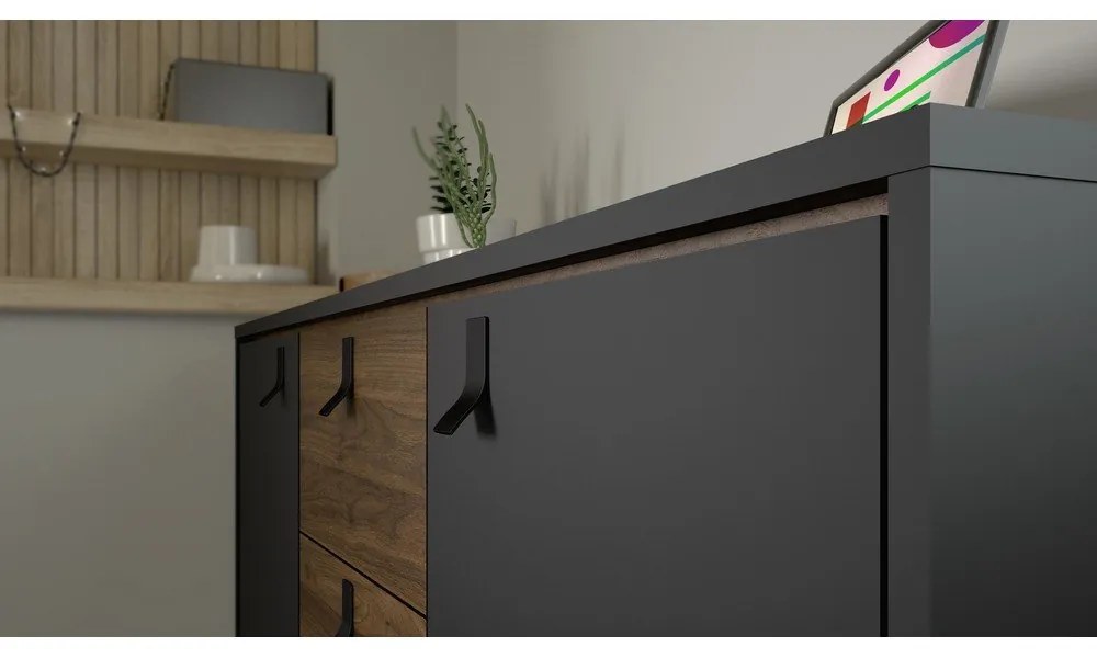 Čierna komoda v dekore orecha 150x72x40 cm Ry – Tvilum