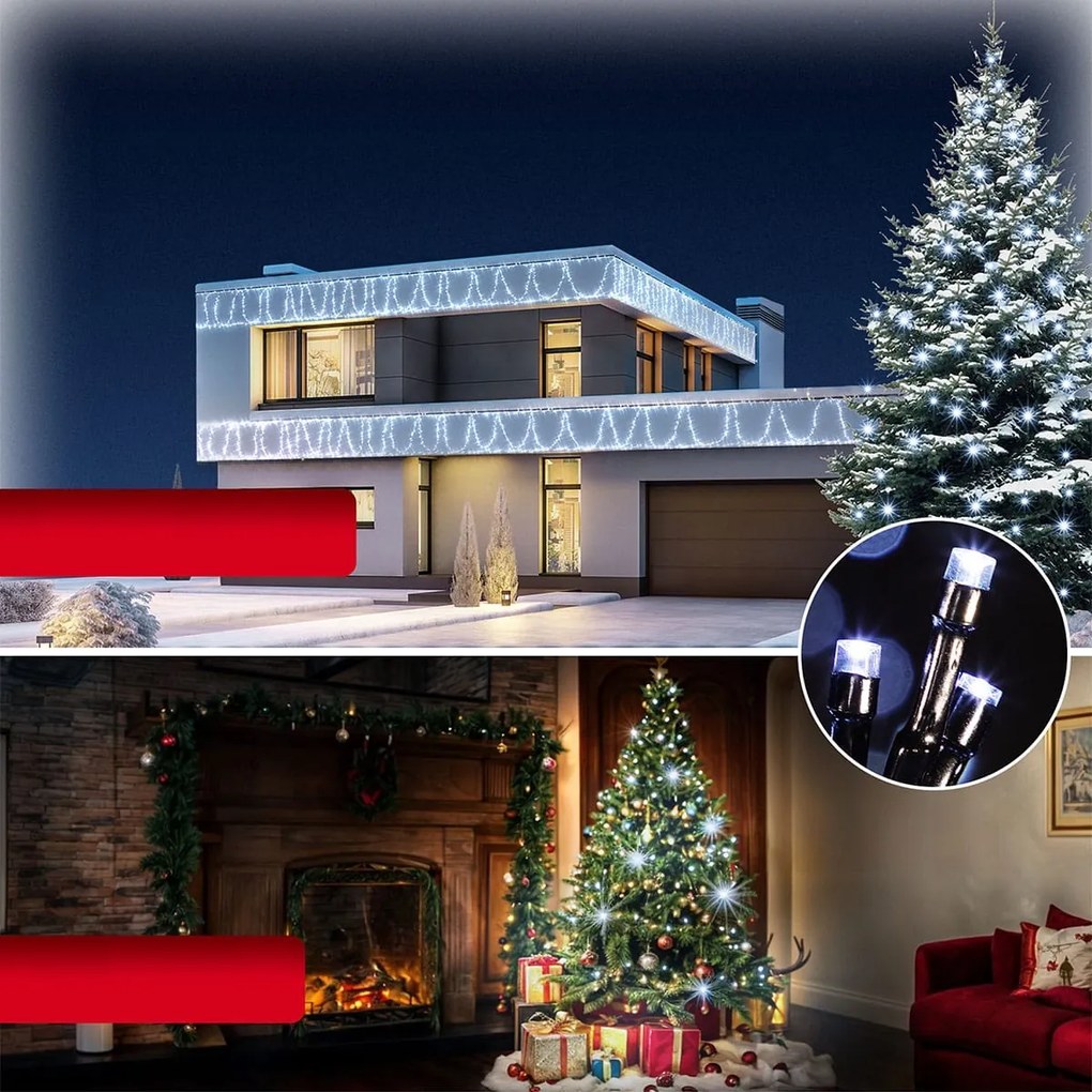 Vianočná svetelná reťaz SIMPLE, 40m, studená biela Monzana