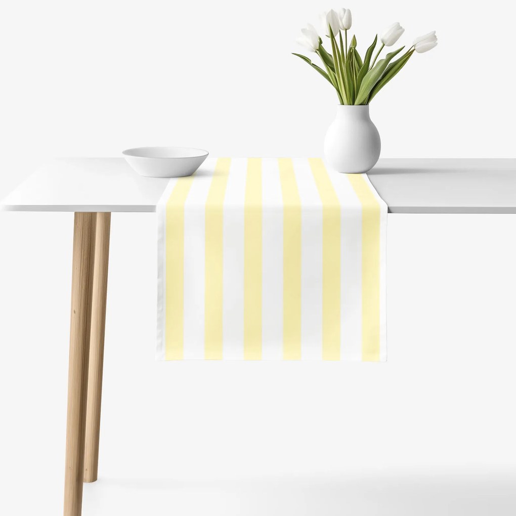 Goldea behúň na stôl 100% bavlnené plátno - žlté prúžky 20x120 cm