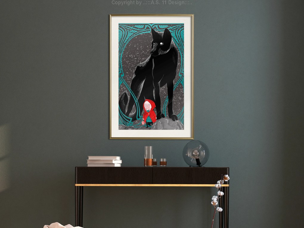 Artgeist Plagát - Red Riding Hood [Poster] Veľkosť: 20x30, Verzia: Zlatý rám s passe-partout