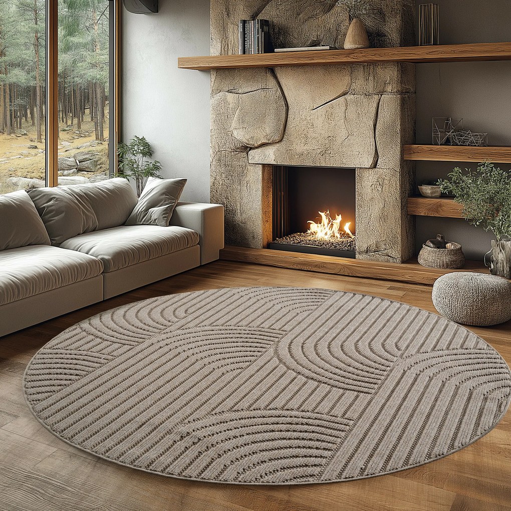 Ayyildiz 160x160 cm Kusový koberec Helix 2201 beige kruh, béžová, chodba / predsieň