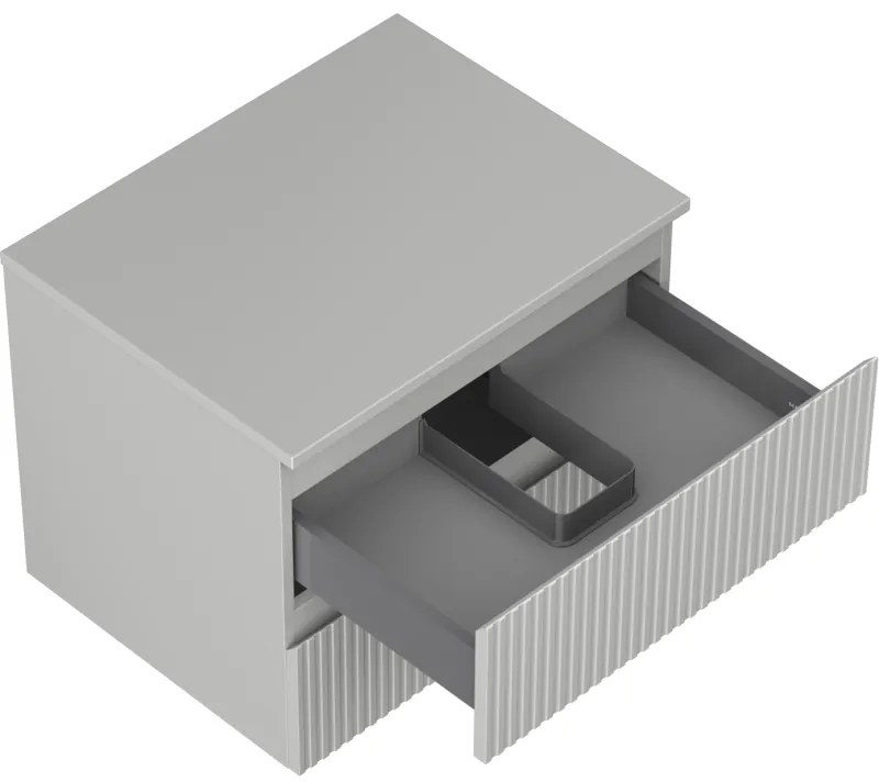 Mexen Rivel, kúpeľňová skrinka 60 cm s pracovnou doskou, 2 zásuvky, drážkovaná, matná sivá, 91A20-06047-2-BFFC62