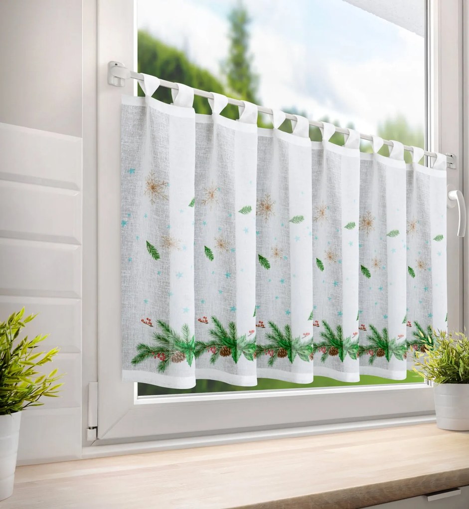 KRÁTKA VIANOČNÁ ZÁCLONA NA PÚTKACH XMAS1 60X150 CM VZOROVANÁ
