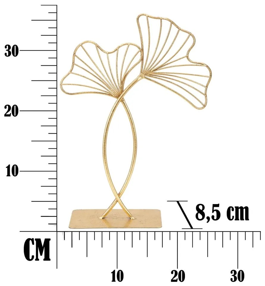 Dekorácia v zlatej farbe Mauro Ferretti Leaf Glam, výška 35 cm