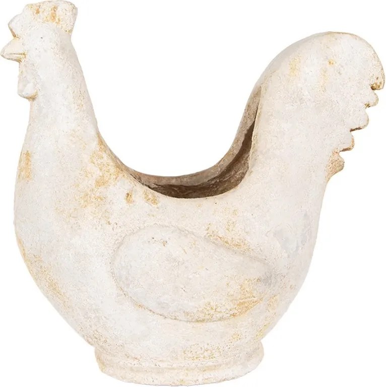 Béžový antik kvetináč kohútik Chicken Brocante - 36*18*35 cm
