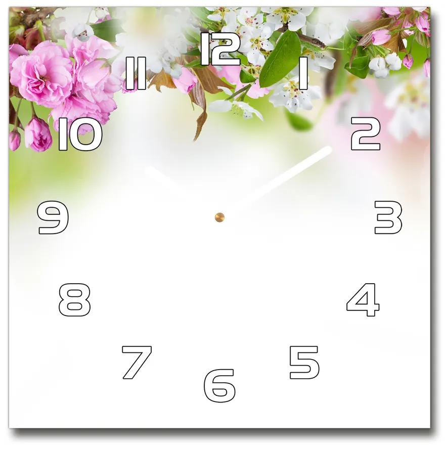 Sklenené hodiny štvorec jarné kvety pl_zsk_30x30_f_79458656