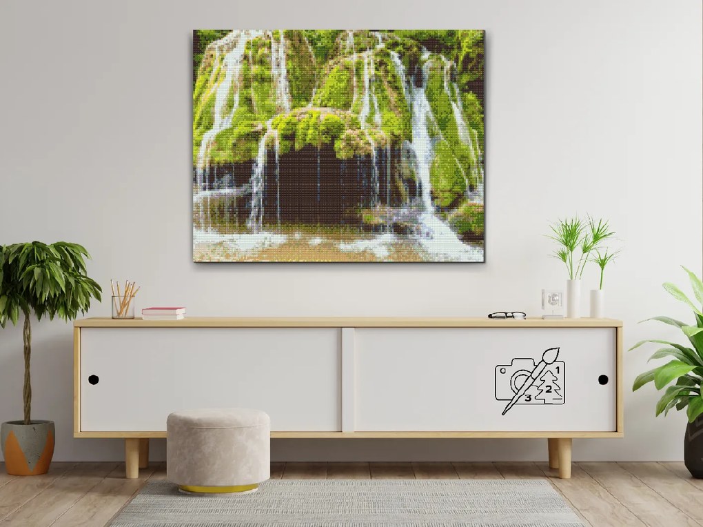 Gario Diamantové maľovanie Vodopády Bigar, Rumunsko Rozmery: 50 x 40 cm, Rámovanie: Iba zrolované plátno, Diamanty: Štvorcové