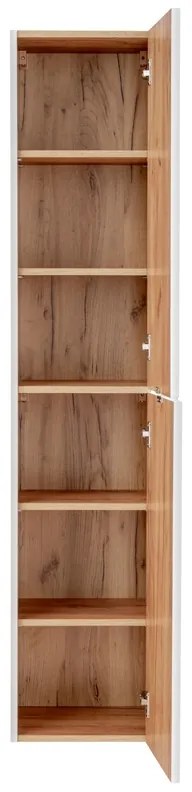 Komplet nábytku do kúpeľne s umývadlom Capri Biely lesk/Dub zlatý - 80 cm