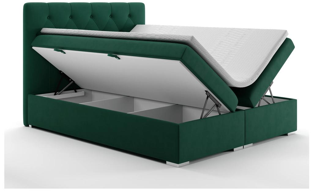 Kontinentálna posteľ 140 cm Ronda (tmavozelená) (s úložným priestorom). Vlastná spoľahlivá doprava až k Vám domov. 1020365