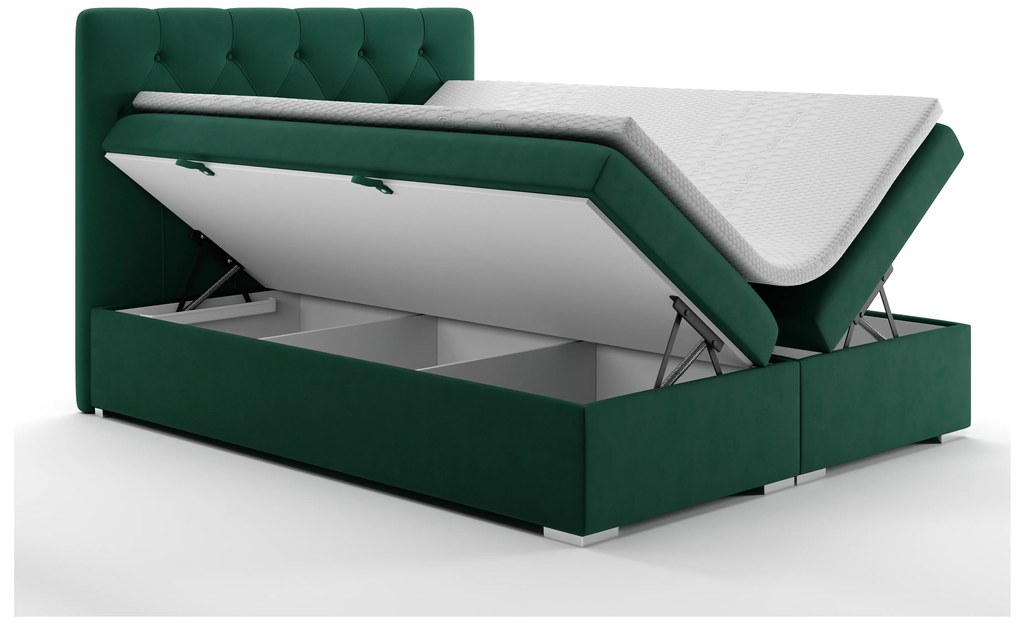 Kontinentálna posteľ 180 cm Ronda (tmavozelená) (s úložným priestorom). Vlastná spoľahlivá doprava až k Vám domov. 1020367