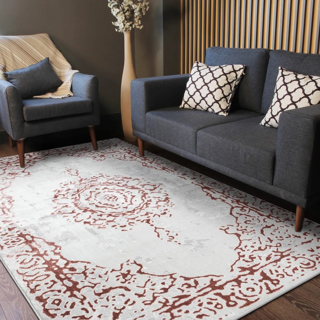 Dywany Łuszczów, Kusový koberec Allure 1961 white/pink, 120x170, ružová, kancelária