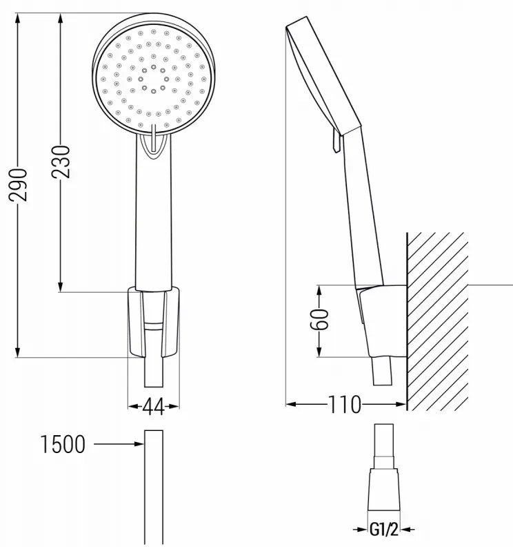 Mexen Kama vaňová sada R75, chróm - 72503R75-00