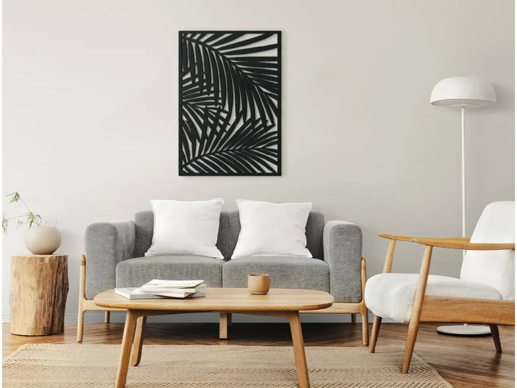 drevko Drevený obraz Tropické palmové listy Rozmer obrazu: 44,5 x 31 cm, Farba dekorácie: Čierna