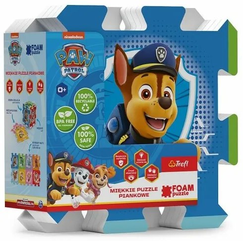 Penové puzzle Paw Patrol, 32x32x1cm 8 ks vo fólii