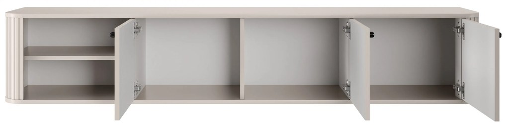 Závesná TV skrinka Vesper 187 cm trojdverová - kašmír / čierne úchytky