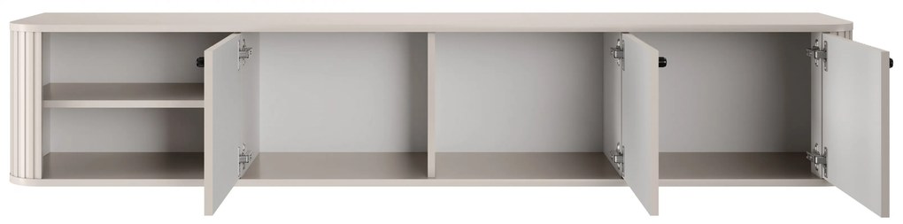 Závesná TV skrinka Vespera 3D 187 cm - kašmírová / čierna