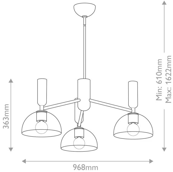 Alora Mood ALM-JUDE3-GD-CL - Luster na tyči JUDE 3xE27/60W/230V mosadz