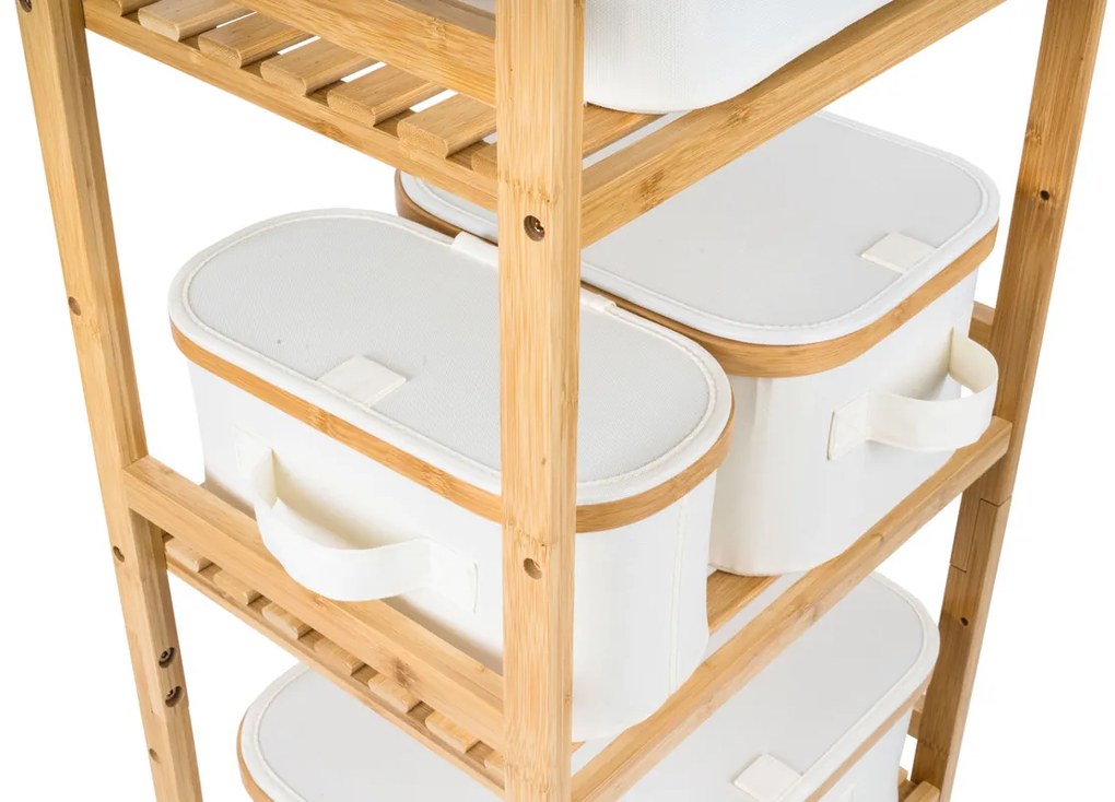 Úložný box G21 30 x 30 x 15 cm, bambusový s vekom, béžový