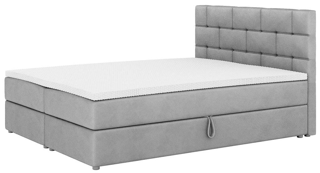 Manželská posteľ Boxspring 140x200 cm Waller (sivá) (s roštom a matracom). Akcia -20%. Vlastná spoľahlivá doprava až k Vám domov. 1007722