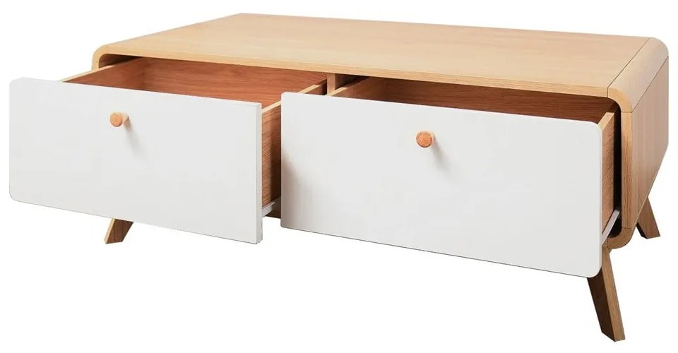 TV stolík v dekore duba v bielo-prírodnej farbe 100x40 cm Caitlin – Støraa