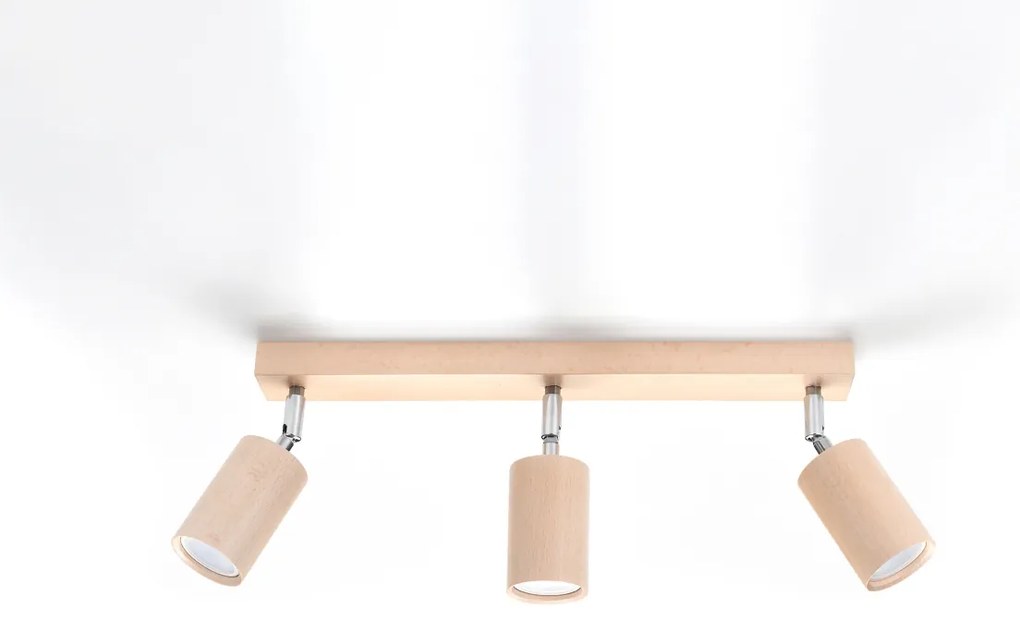 Bodové svietidlo Berg, 3x drevené tienidlo, (možnosť polohovania)