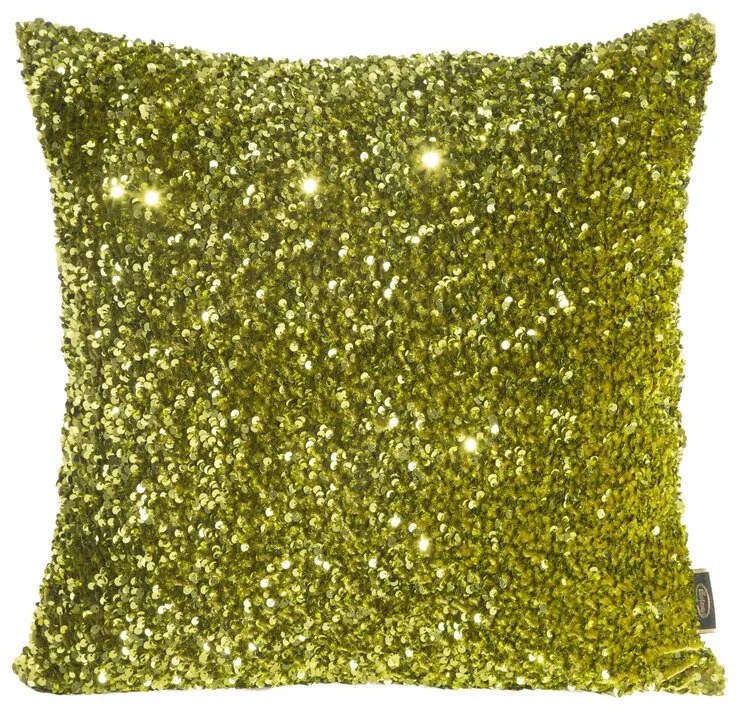 DECOREUM Dekoračná obliečka na vankúš, zdobená flitrami 45 cm x 45 cm zelená 100 % polyester 64474