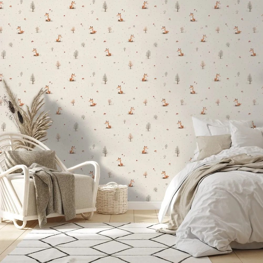 Tapeta lesné líšky a stromy