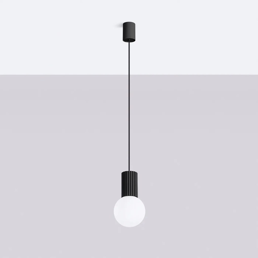 Závesné svietidlo Halo, 1x biele sklenené tienidlo, b