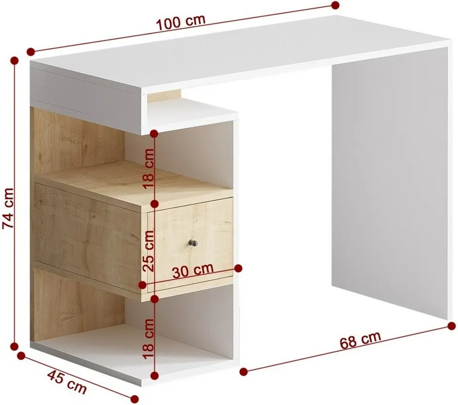 Pracovný stôl Tempus White and Oak