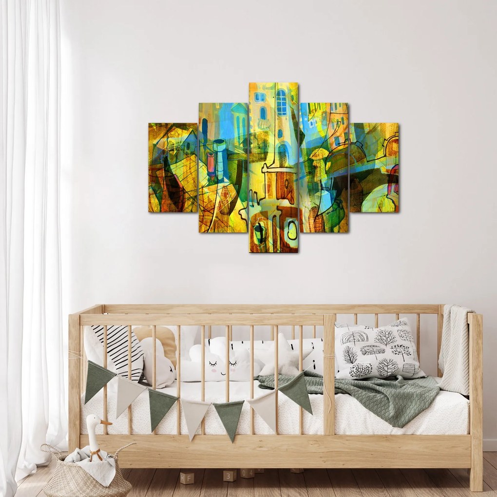 Obraz - Architektúra, kubistická abstrakcia (150x105 cm)