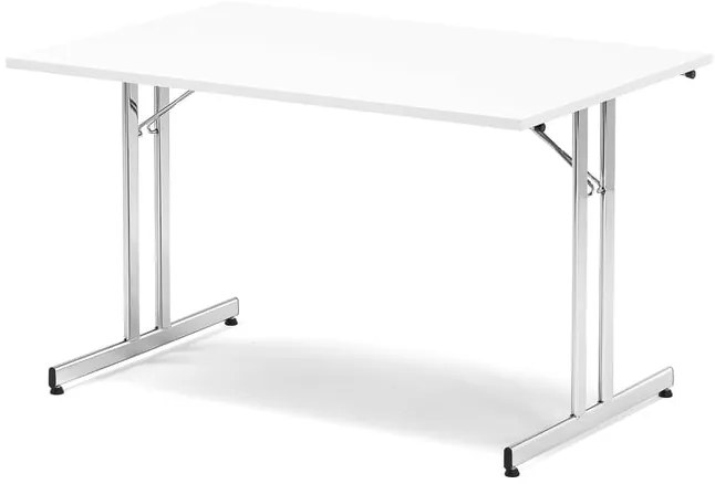 Skladací rokovací stôl EMILY, 1800x800 mm, biela/chróm