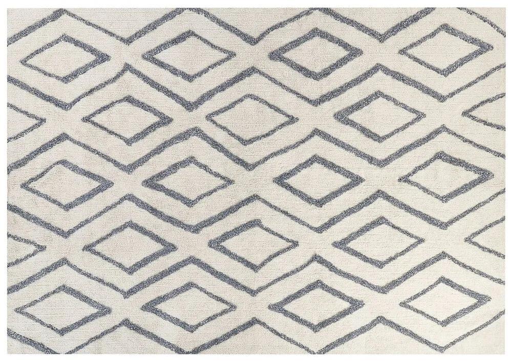 Bavlnený koberec 160 x 230 cm krémová biela/modrá MENDERES Beliani