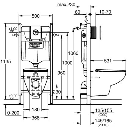 GROHE 39900000 - Sada 6 v 1 SOLIDO 1,13 m keramika/biela