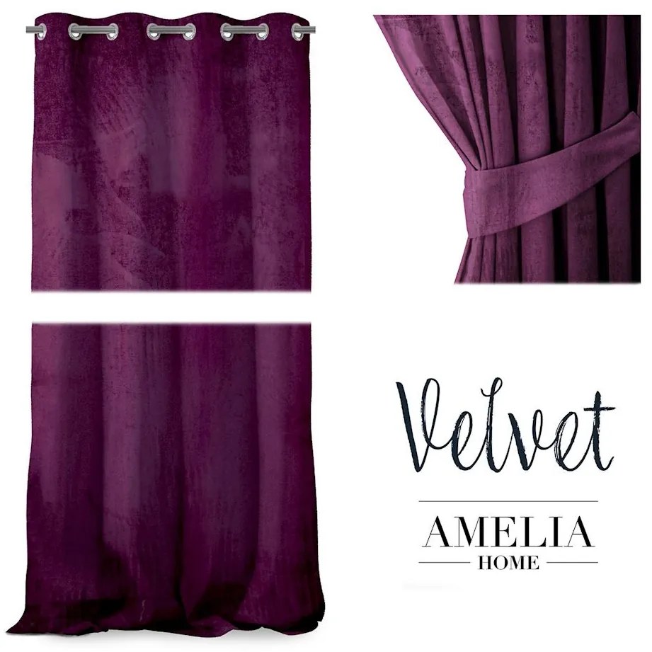 Záves AmeliaHome Velvet 140x270 cm slivkový