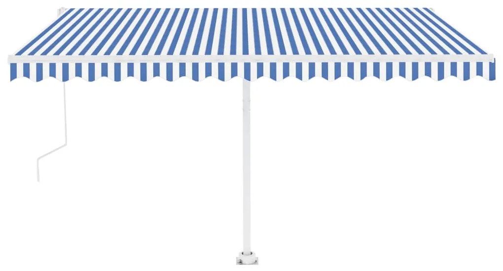 vidaXL Samostatne stojaca automatická markíza 450x300 cm modro-biela