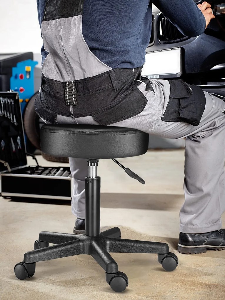 Taburetka na kolieskach BONY, Ø35cm, čierna Casaria