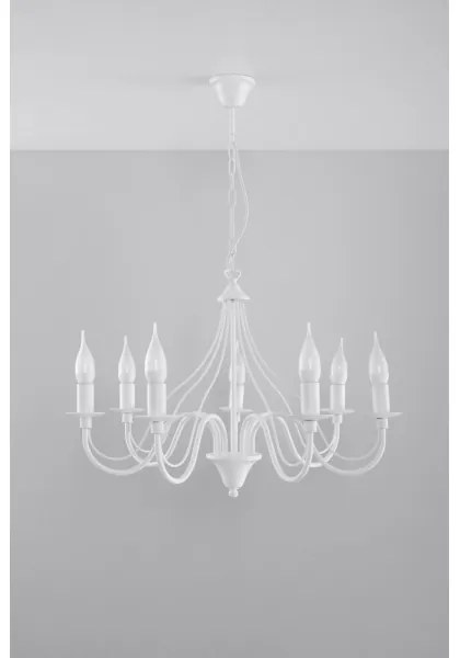 Luster na reťazi MINERWA 7 7xE14/40W/230V biela