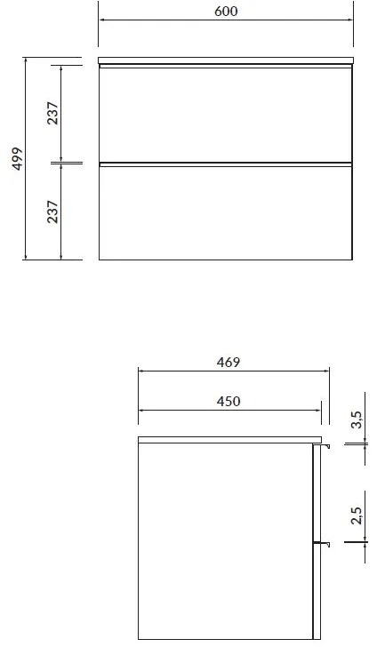 Cersanit - VIRGO závesná skrinka pod umývadlo s doskou 60cm, biela-chróm, S522-040