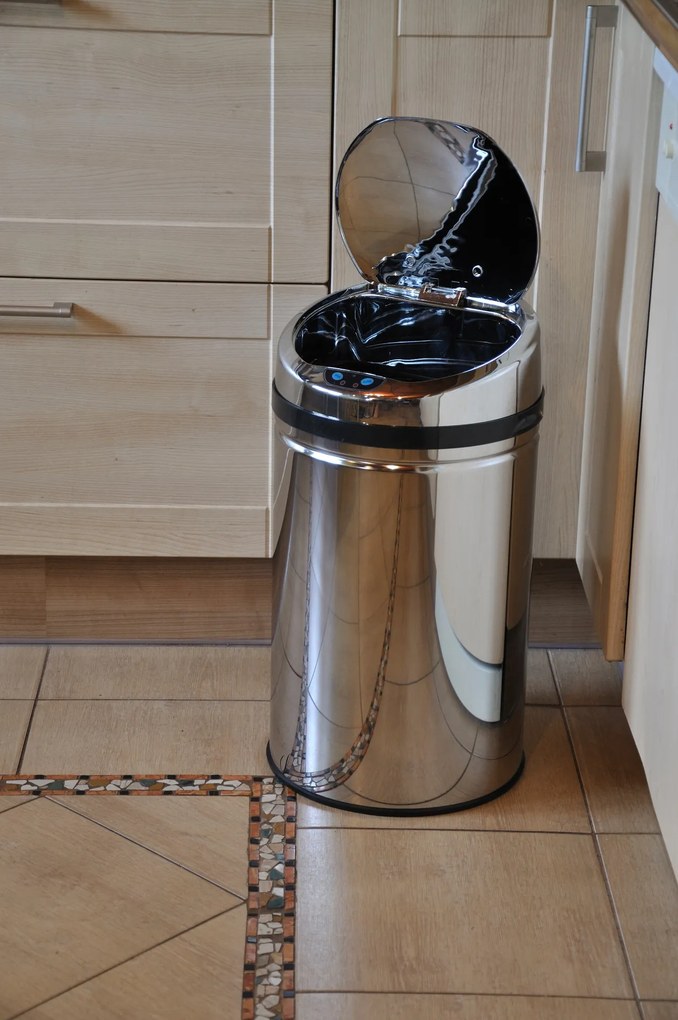 Bezdoteku Bezdotykový odpadkový kôš EXCLUSIVE nerezový guľatý senzorový 30L