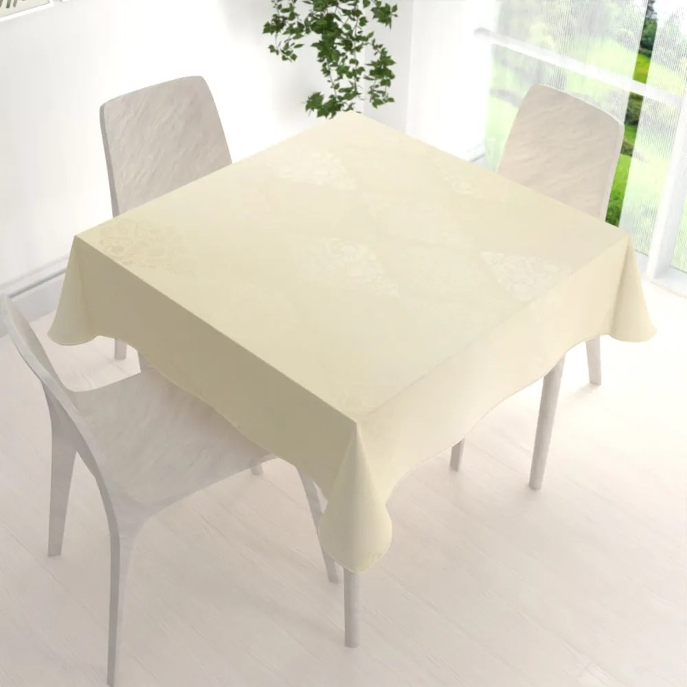 Biante Teflónový štvorcový obrus TF-104 Svetlo vanilkový zámocký vzor 120x120 cm
