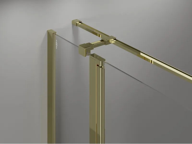 Mexen Mist T, sprchový kút s krídlovými dverami, 85 x 120 cm, 8mm číre sklo, zlatý lesklý profil, 8A4T-085-120-50-00